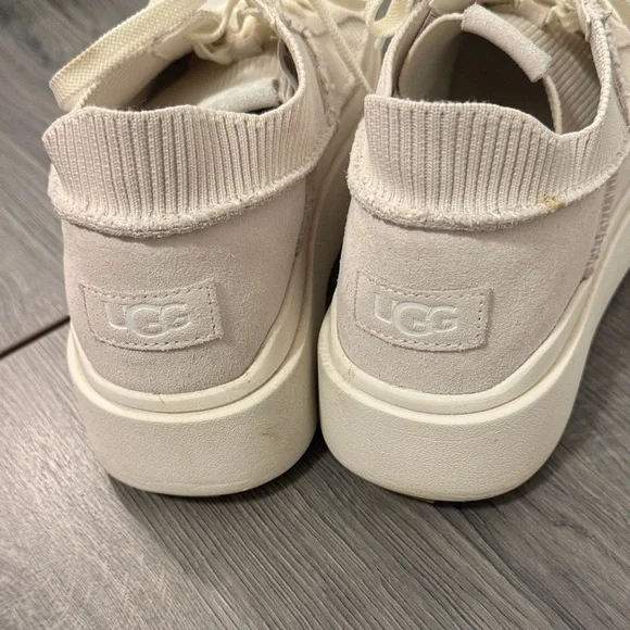 UGG Women's Cream Suede Platform Lace-Up Sneakers with Gum Sole - Picture 5 of 6